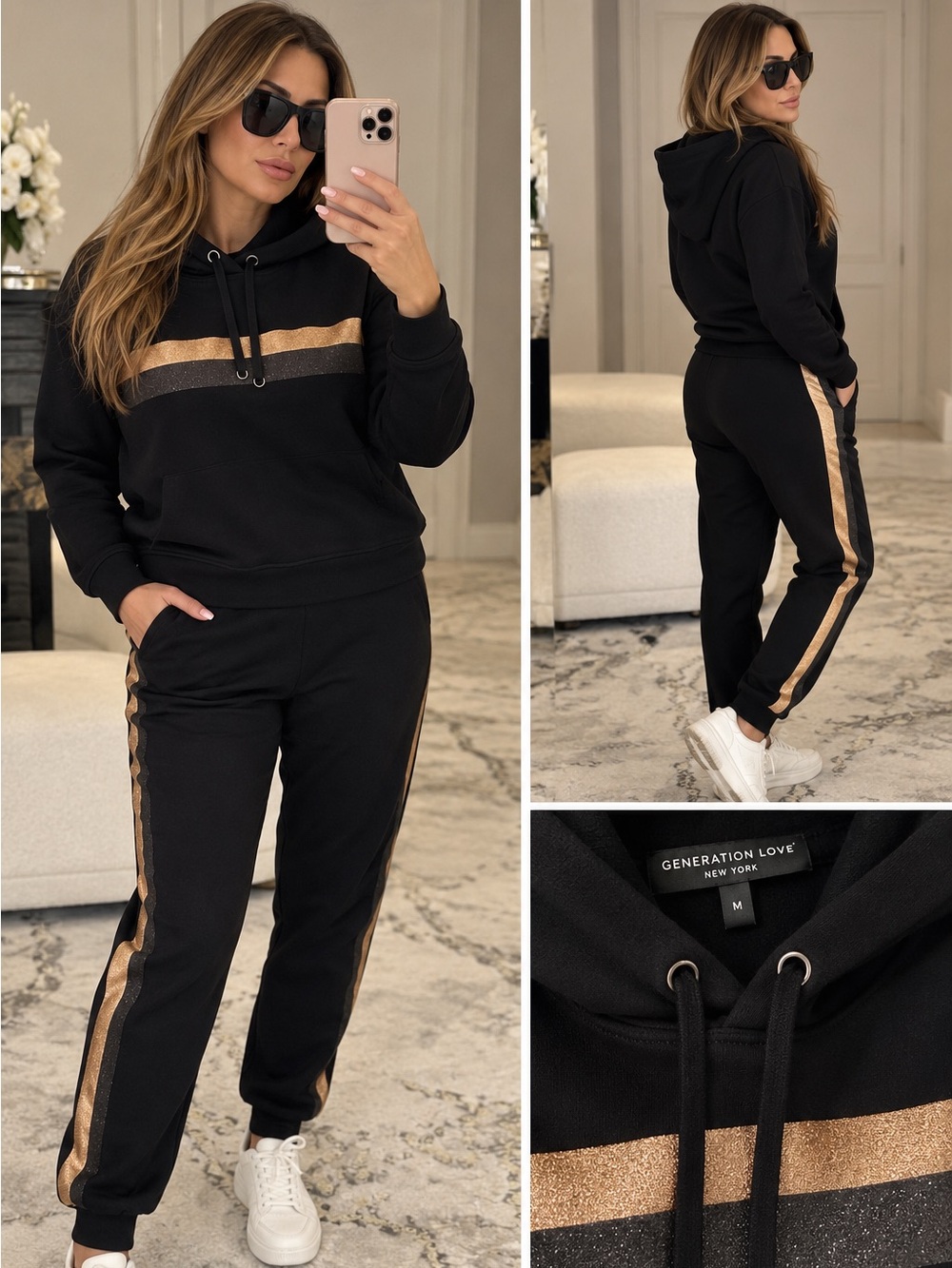 Generation Love Womens Striped Pullover Hoodie Pants Set Size S